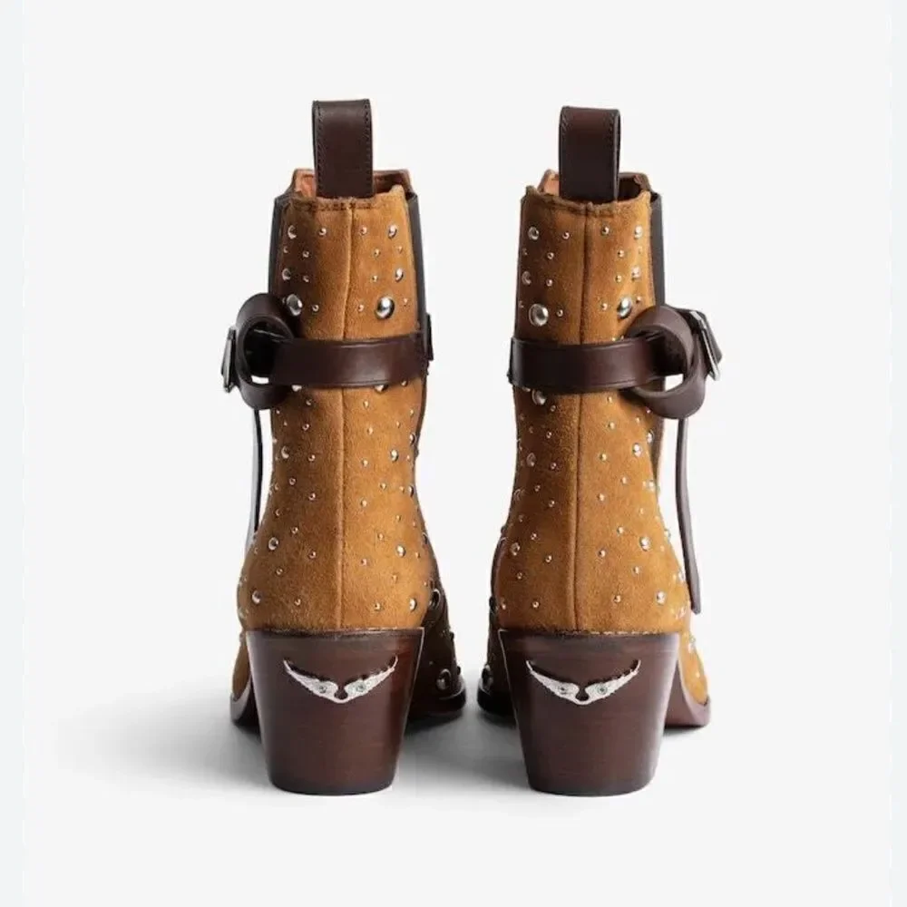 Zadig & Voltaire Tyler Cecilia Suede Dream Studs ankle boots New size 37
